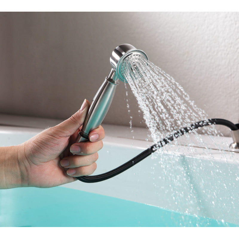 Patriarch 2-Handle Deck-Mount Roman Tub Faucet with Handheld Sprayer in Brushed Nickel