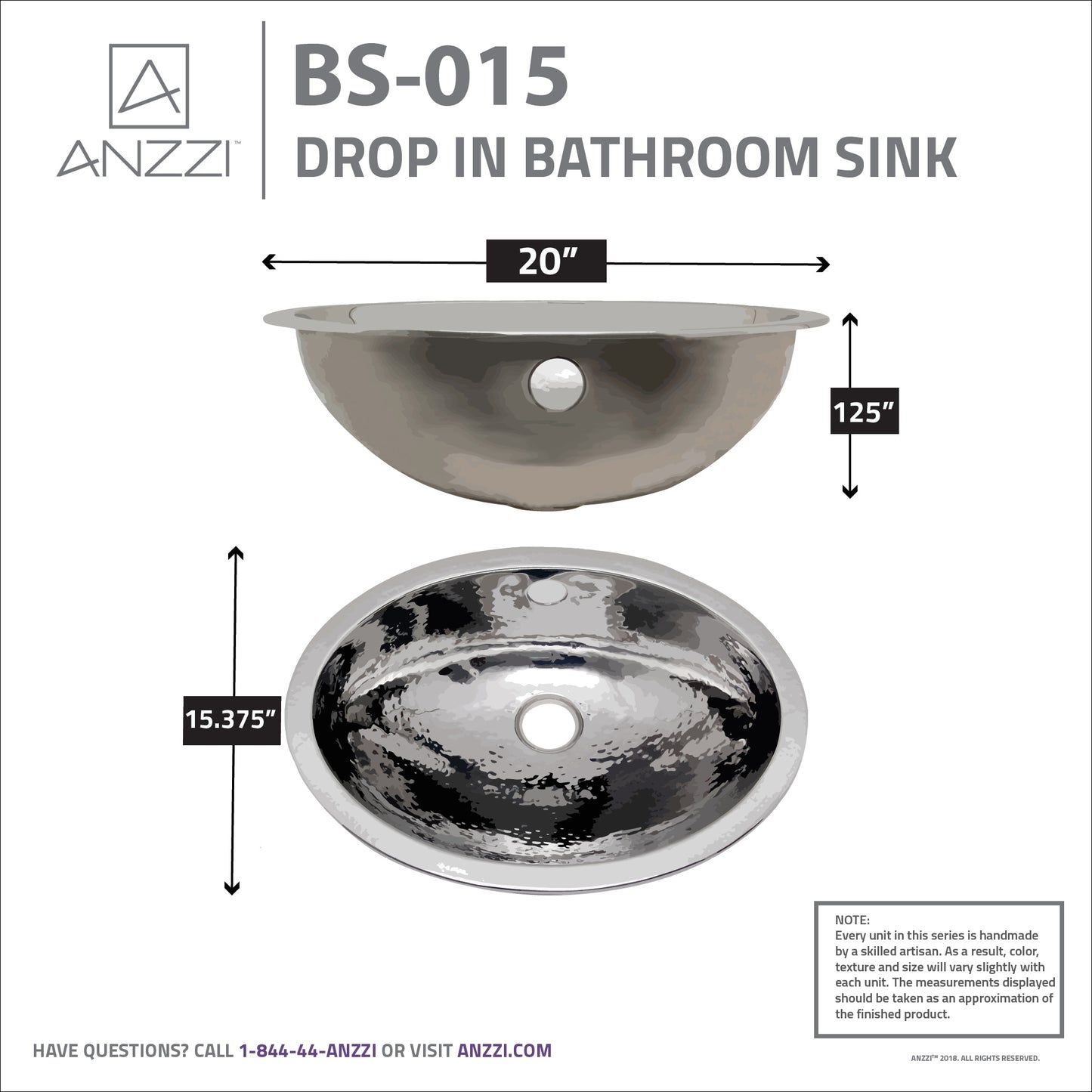 Athenian 20 in. Handmade Drop-in Oval Bathroom Sink in Hammered Steel
