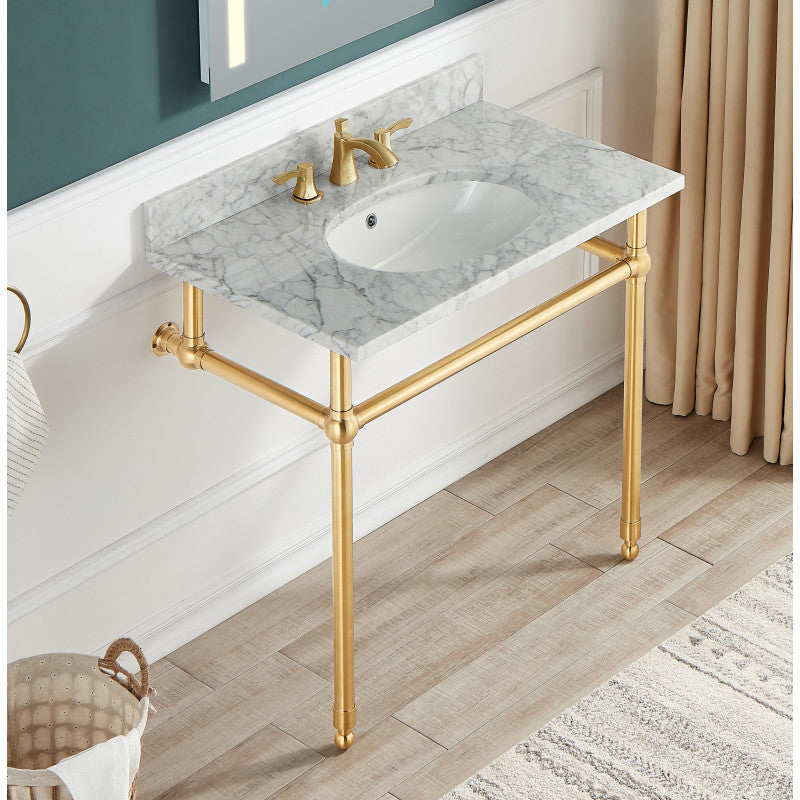 Verona 36 in. Carrara White Counter Top with Single Basin
