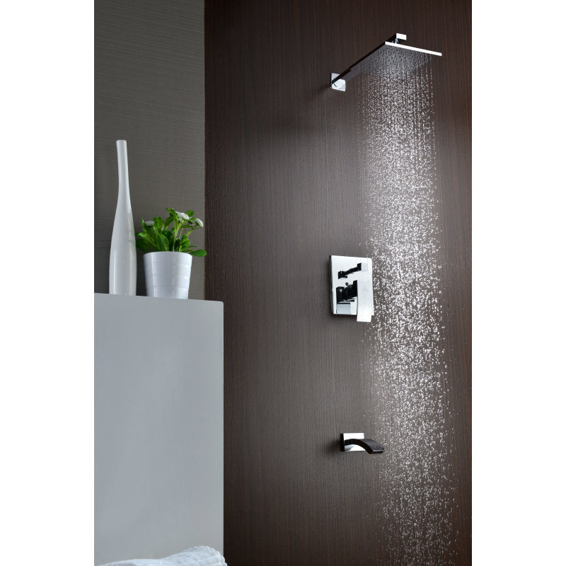 Spirito Series Single Handle Wall Mounted Showerhead and Bath Faucet Set in Polished Chrome