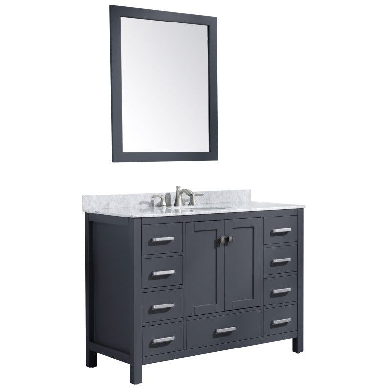 VT-MRCT0048-GY - Chateau 48 in. W x 22 in. D Bathroom Bath Vanity Set in Gray with Carrara Marble Top with White Sink