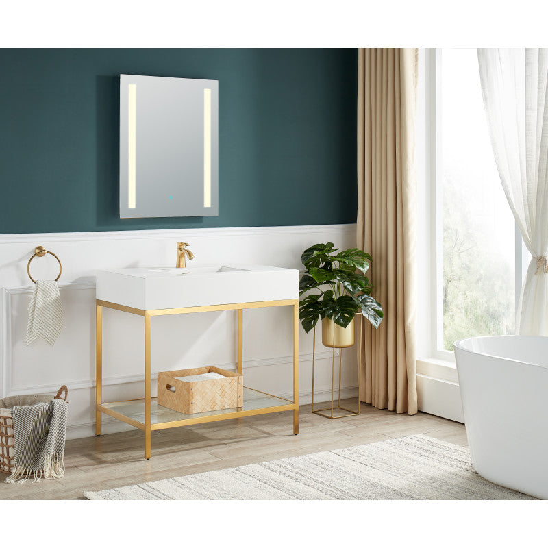 Ventura 36 in. Console Sink with Matte White Counter Top