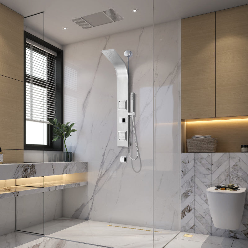 Aura 2-Jetted Shower Panel with Heavy Rain Shower & Spray Wand