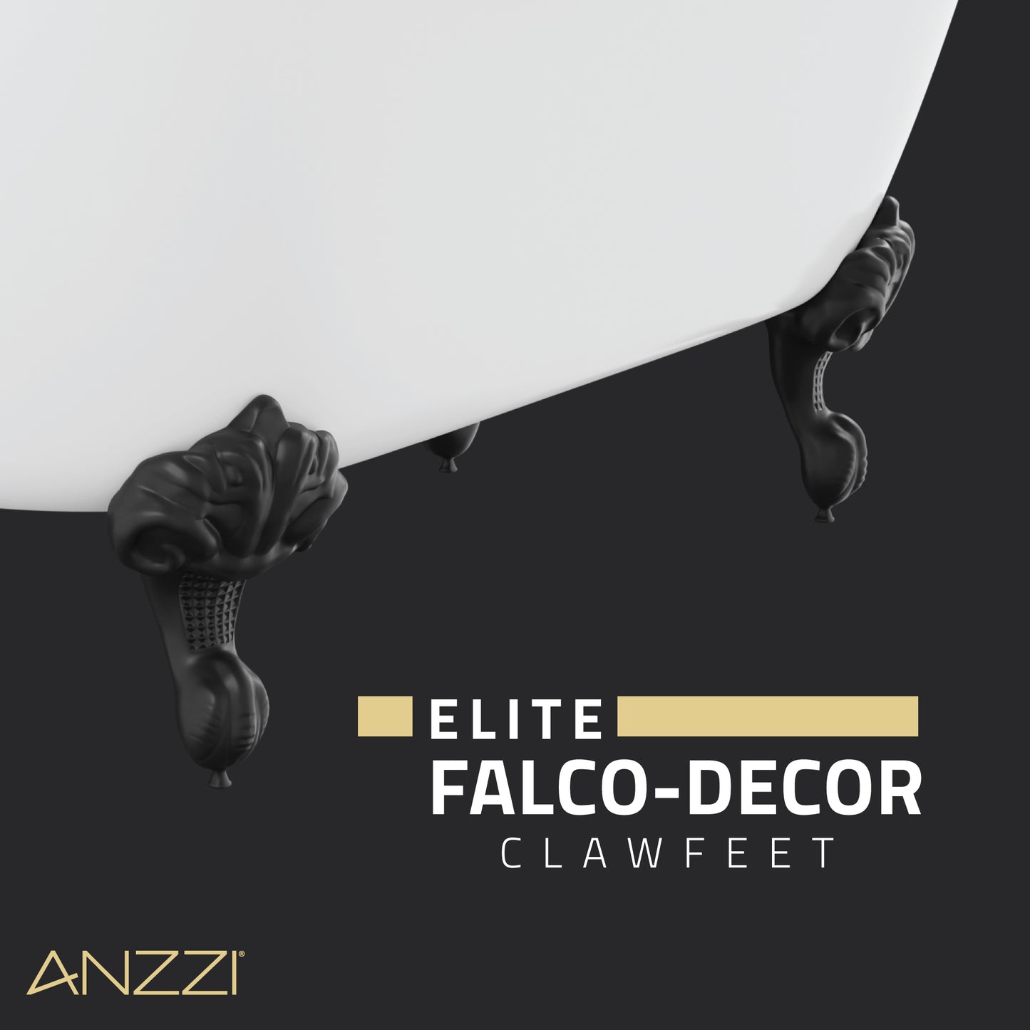 Falco Series 70 in. x 29 in. Soaking Freestanding Bathtub with Center Drain in Glossy White with Matte Black Feet