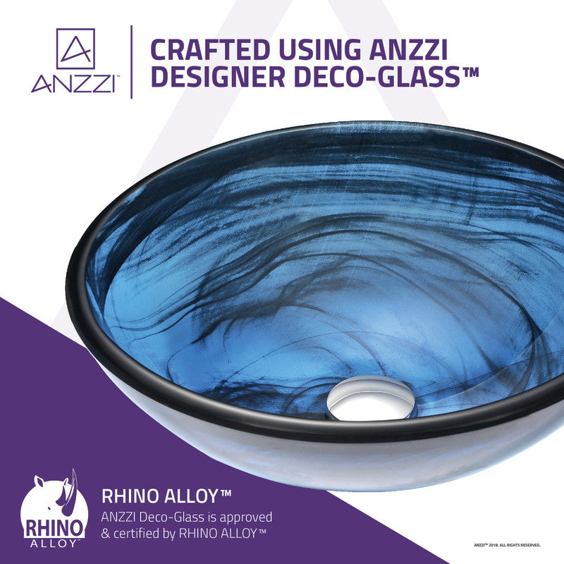 Thalu Series 17 in. Bathroom Vessel Sink with Scratch-Tough and Stain-Resistant Surface in Sapphire Wisp Glass
