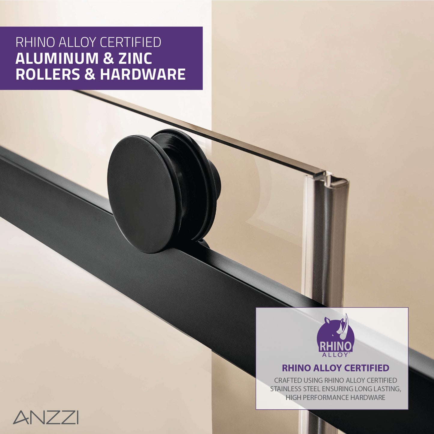 Rhodes Series 60 in. x 76 in. Frameless Sliding Shower Door with Handle