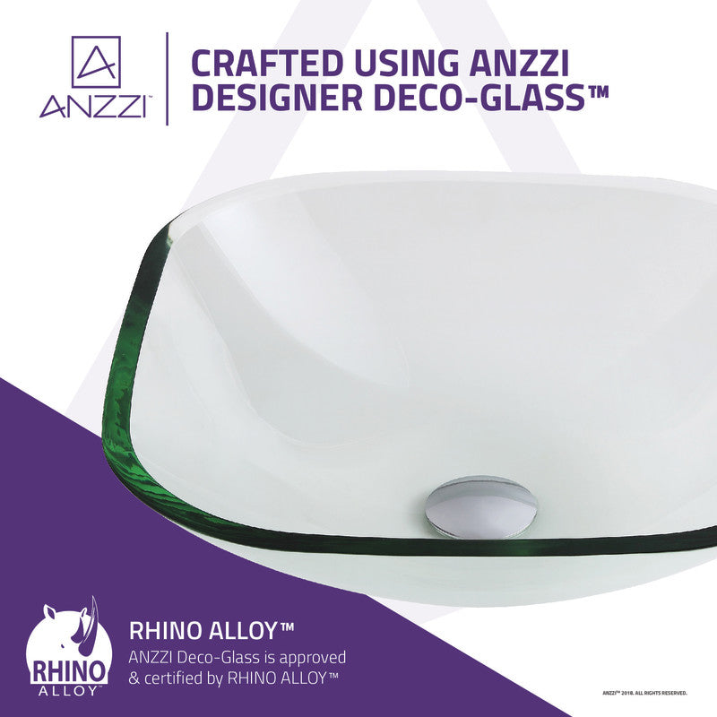 Cadenza Series 17 in. Bathroom Vessel Sink with Scratch-Tough and Stain-Resistant Non-Porous Surface in Clear Glass