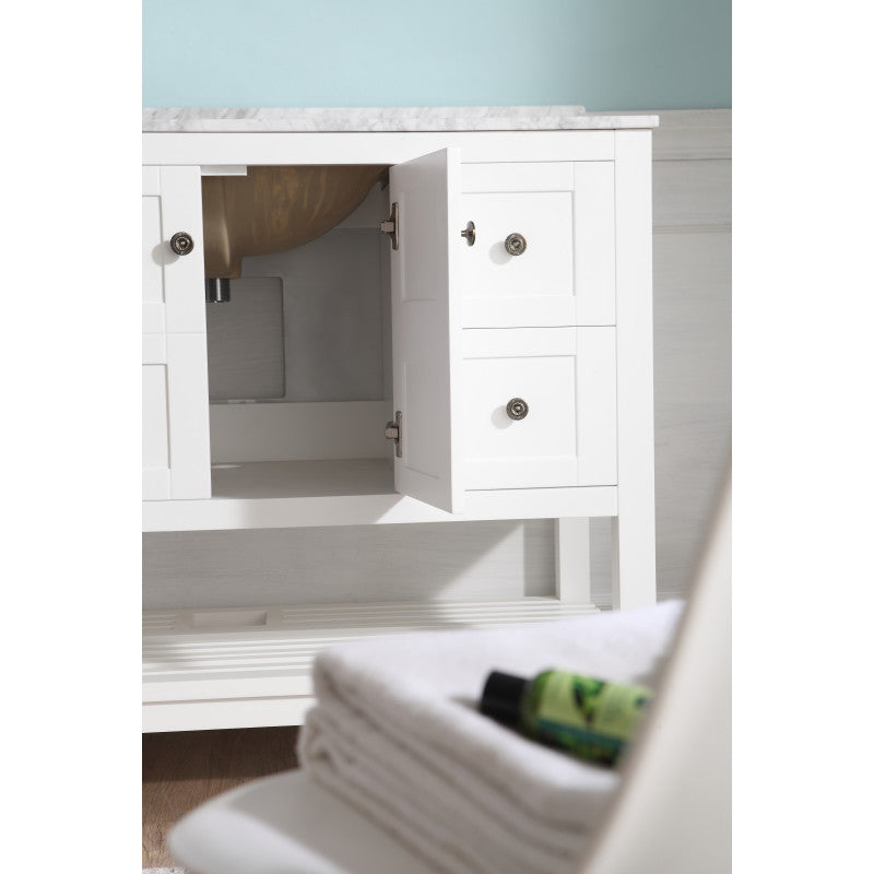 Montaigne 48 in. W x 22 in. D Bathroom Bath Vanity Set with Carrara Marble Top with White Sink
