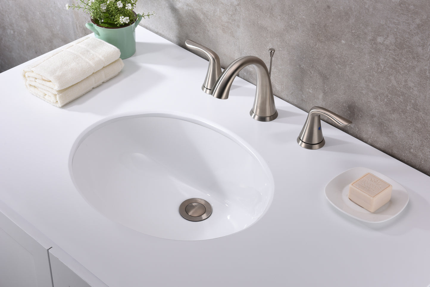 Spa World - Caster 21.5 in. Undermount Ceramic Lavatory Sink with Overflow