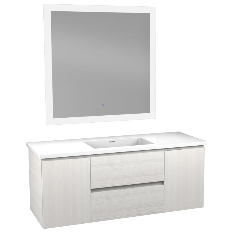 VT-MR4CT48-WH - ANZZI Conques 48 in W x 20 in H x 18 in D Bath Vanity in Rich White with Cultured Marble Vanity Top in White with White Basin & Mirror