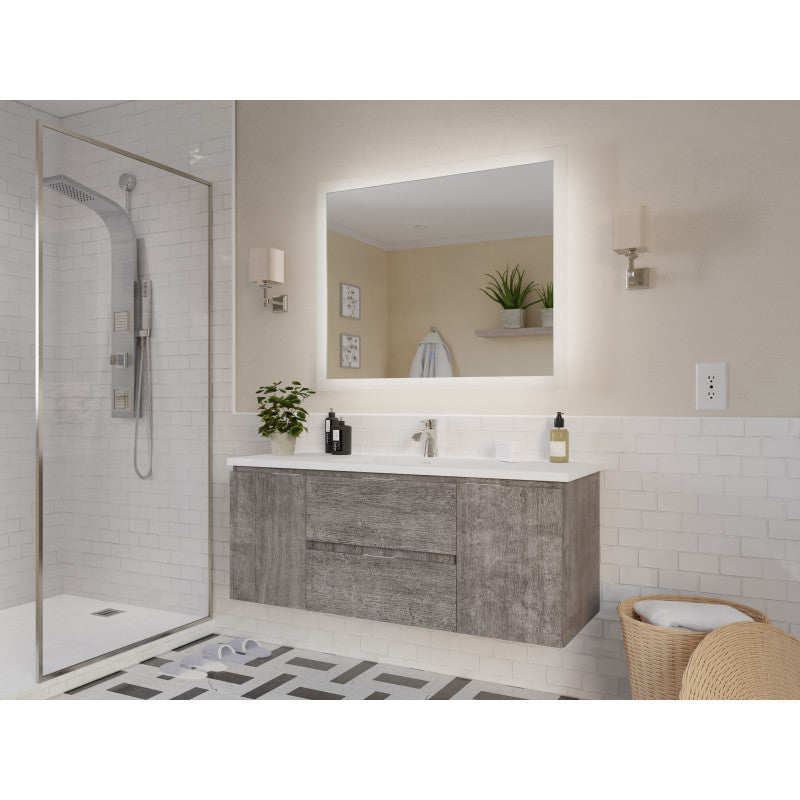 VT-MRCT48-GY - 48 in. W x 18 in. D x 20 in. H White Single Sink Bath Vanity in Grey with White Vanity Top and Matching Mirror