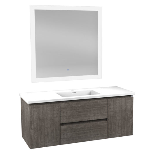 VT-MR4CT48-GY - 48 in W x 20 in H x 18 in D Bath Vanity in Rich Grey with Cultured Marble Vanity Top in White with White Basin & Mirror