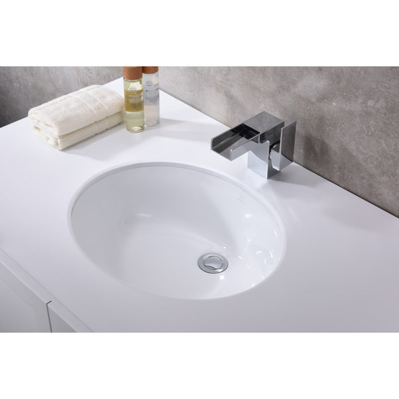 17 in. Ceramic Undermount Sink Basin in White