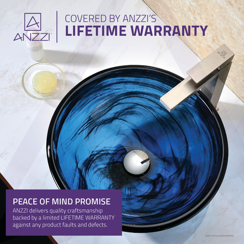 Thalu Series 17 in. Bathroom Vessel Sink with Scratch-Tough and Stain-Resistant Surface in Sapphire Wisp Glass