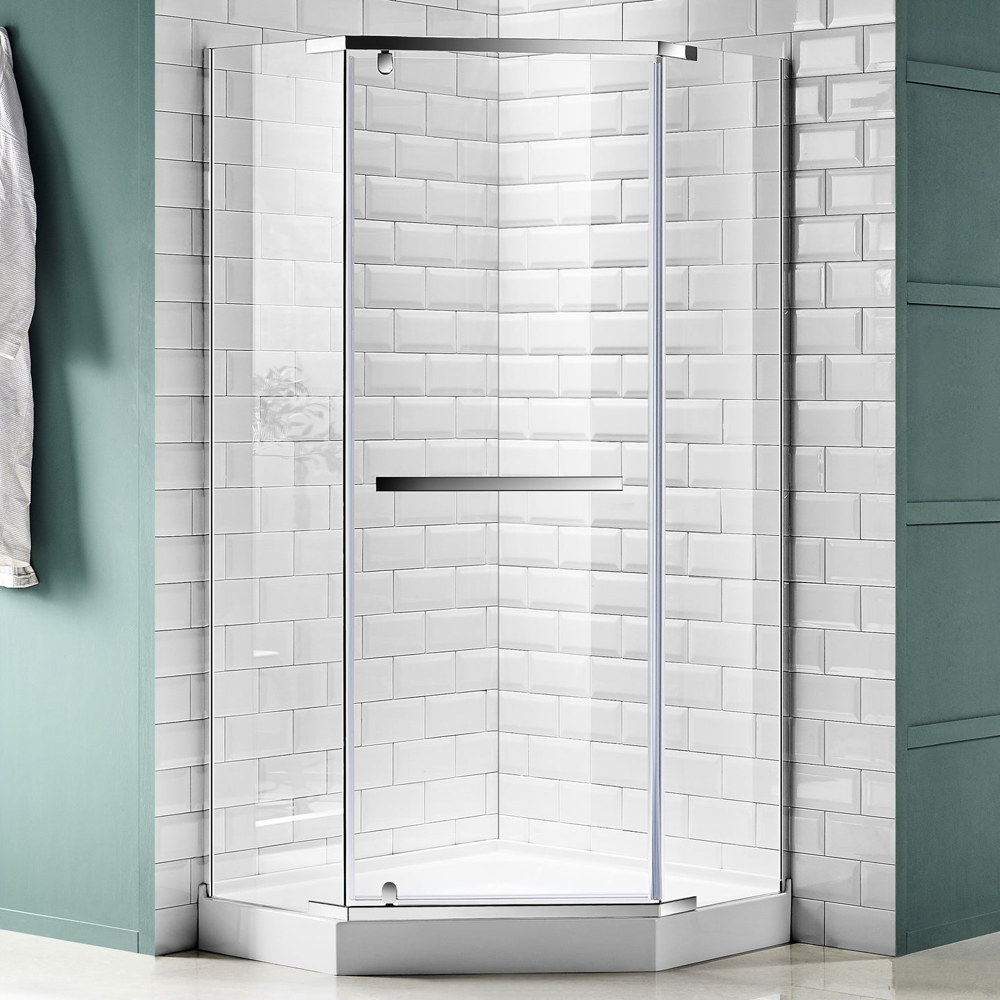 Castle Series 49 in. x 72 in. Semi-Frameless Shower Door with TSUNAMI GUARD