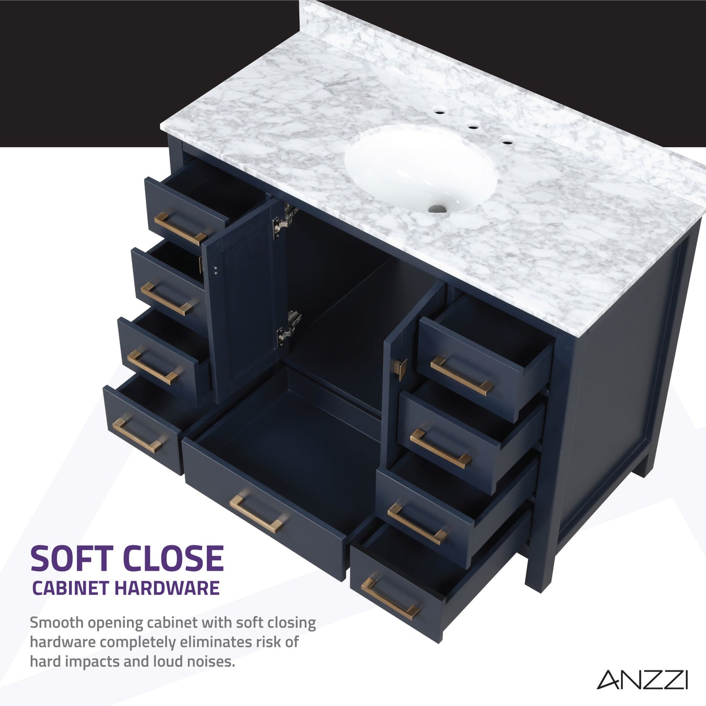 Chateau 48 in. W x 22 in. D Bathroom Bath Vanity Set with Carrara Marble Top with White Sink