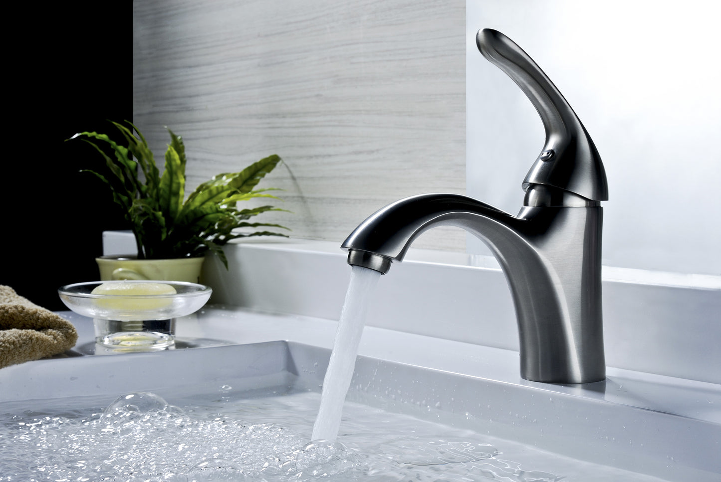 L-AZ011BN - Clavier Series Single Hole Single-Handle Mid-Arc Bathroom Faucet in Brushed Nickel