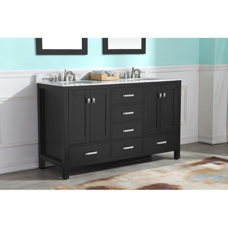 Chateau 60 in. W x 22 in. D Bathroom Vanity Set with Carrara Marble Top with White Sink