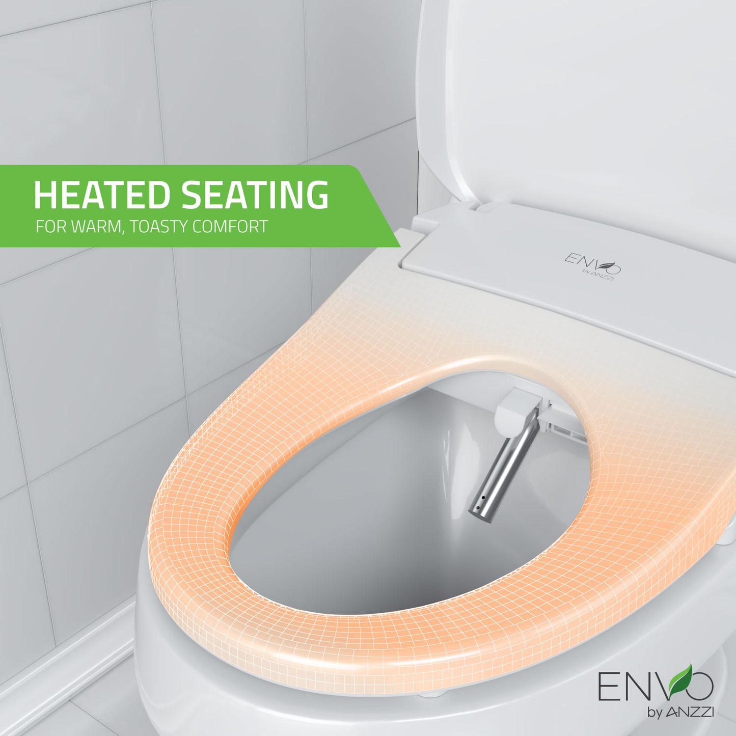 Shore Smart Electric Bidet Toilet Seat for Elongated Toilets with Remote Control, Soft Close, and Heated Seat in White