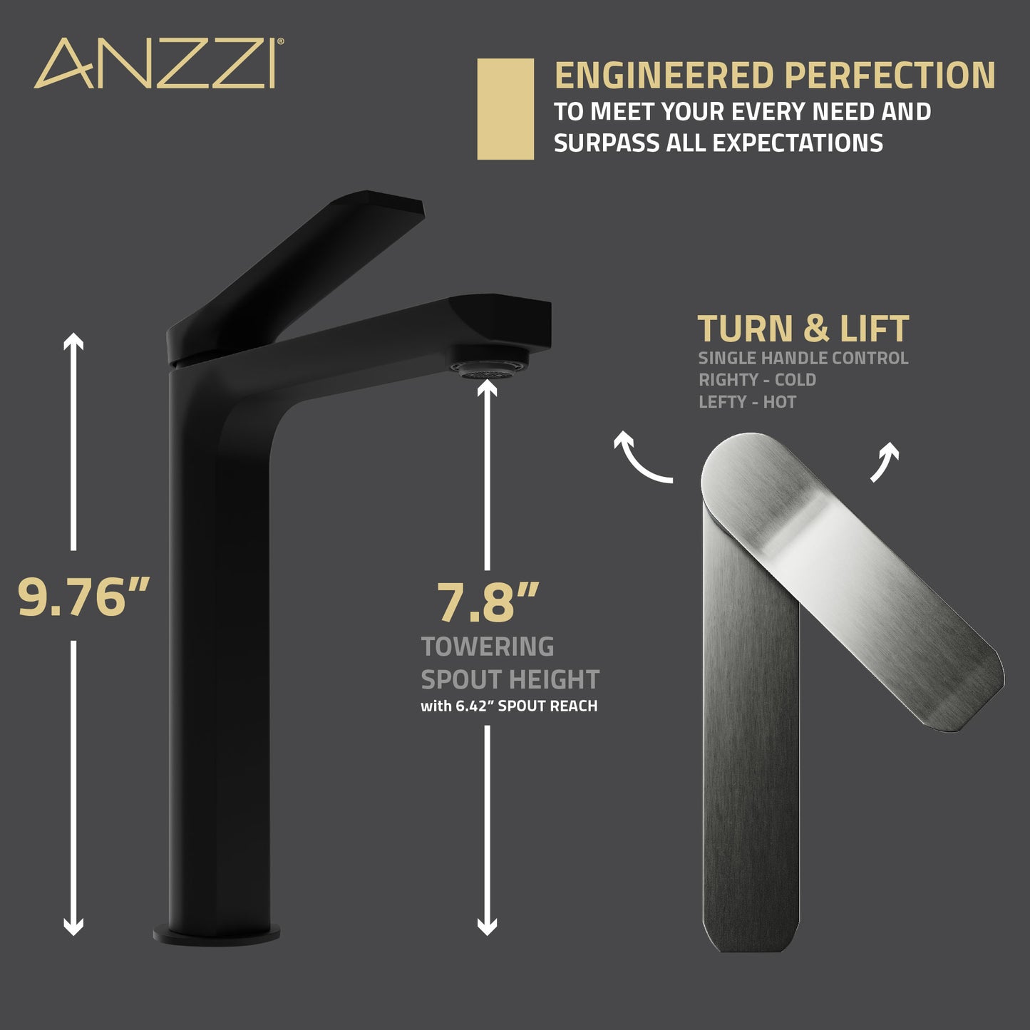 Single Handle Single Hole Bathroom Vessel Sink Faucet With Pop-up Drain