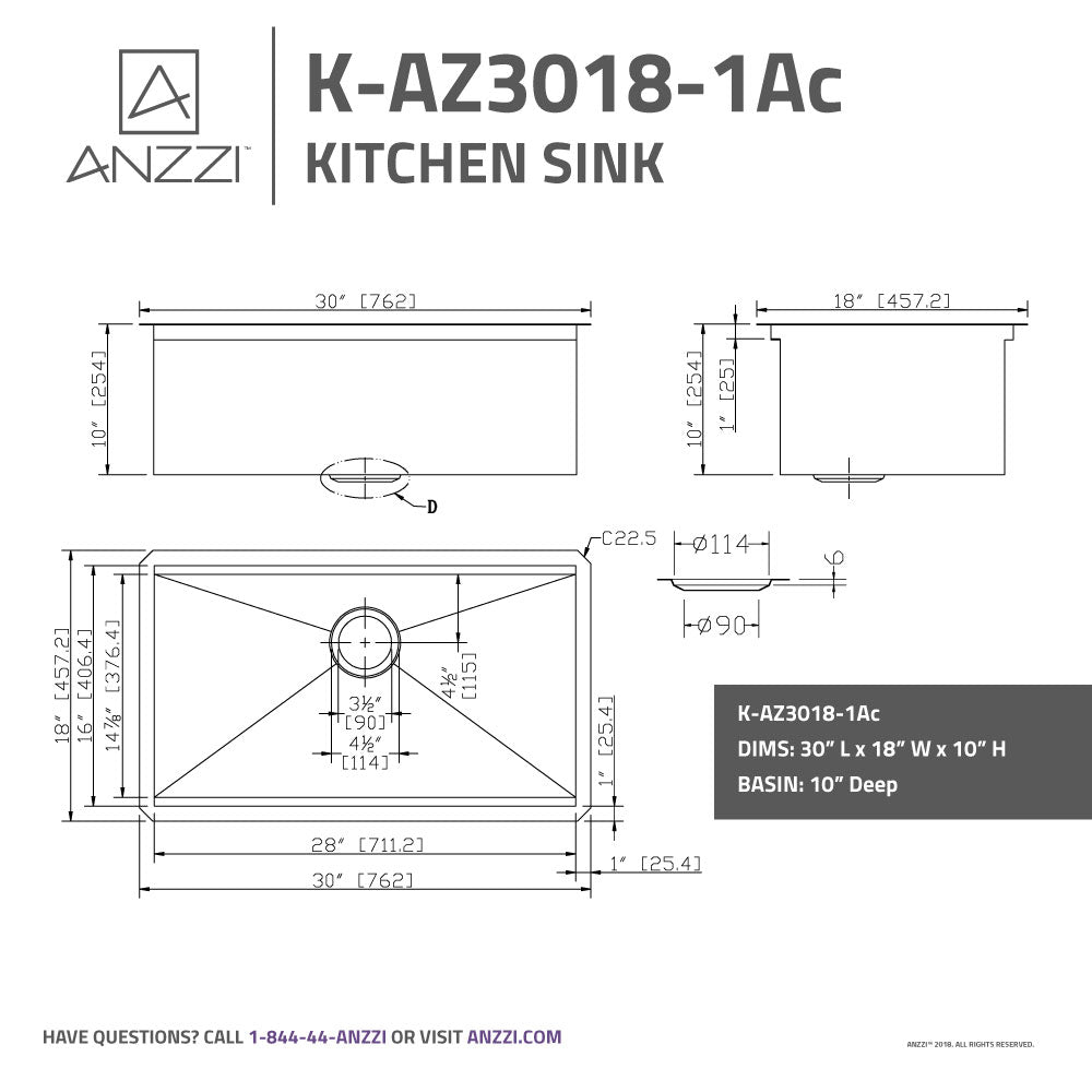 Aegis Undermount Stainless Steel 30 in. 0-Hole Single Bowl Kitchen Sink with Cutting Board and Colander