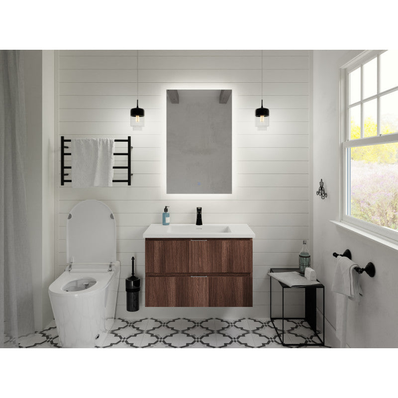 Conques 30 in W x 20 in H x 18 in D Bath Vanity with Cultured Marble Vanity Top in White with White Basin