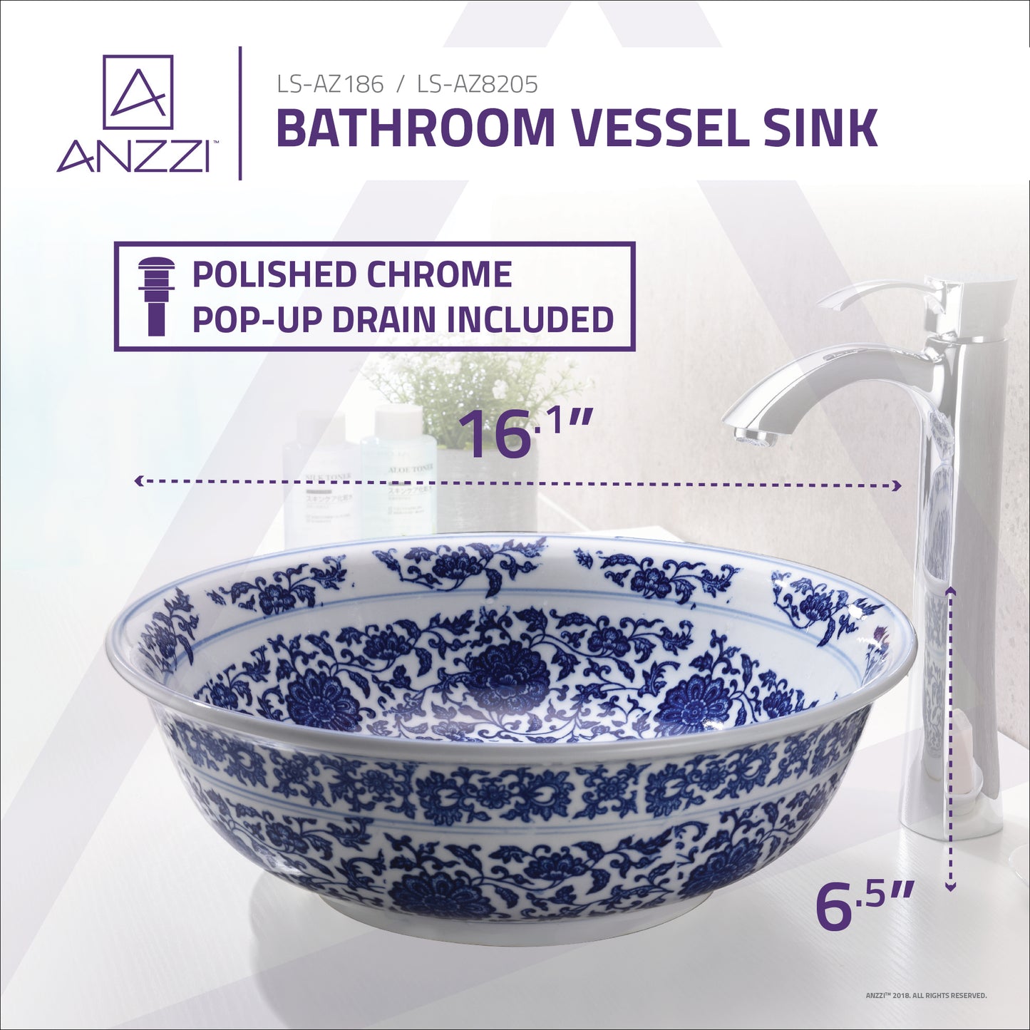 Cadence Series Vessel Sink in Décor White