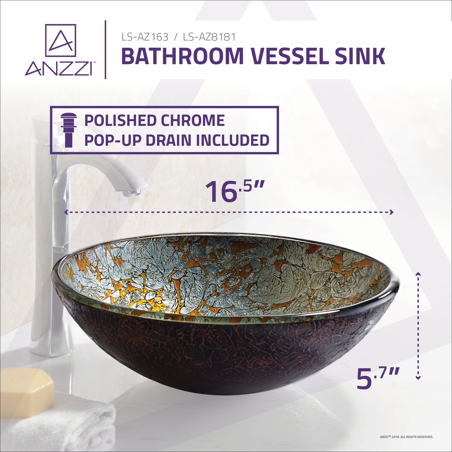 Tara Series Deco-Glass Vessel Sink