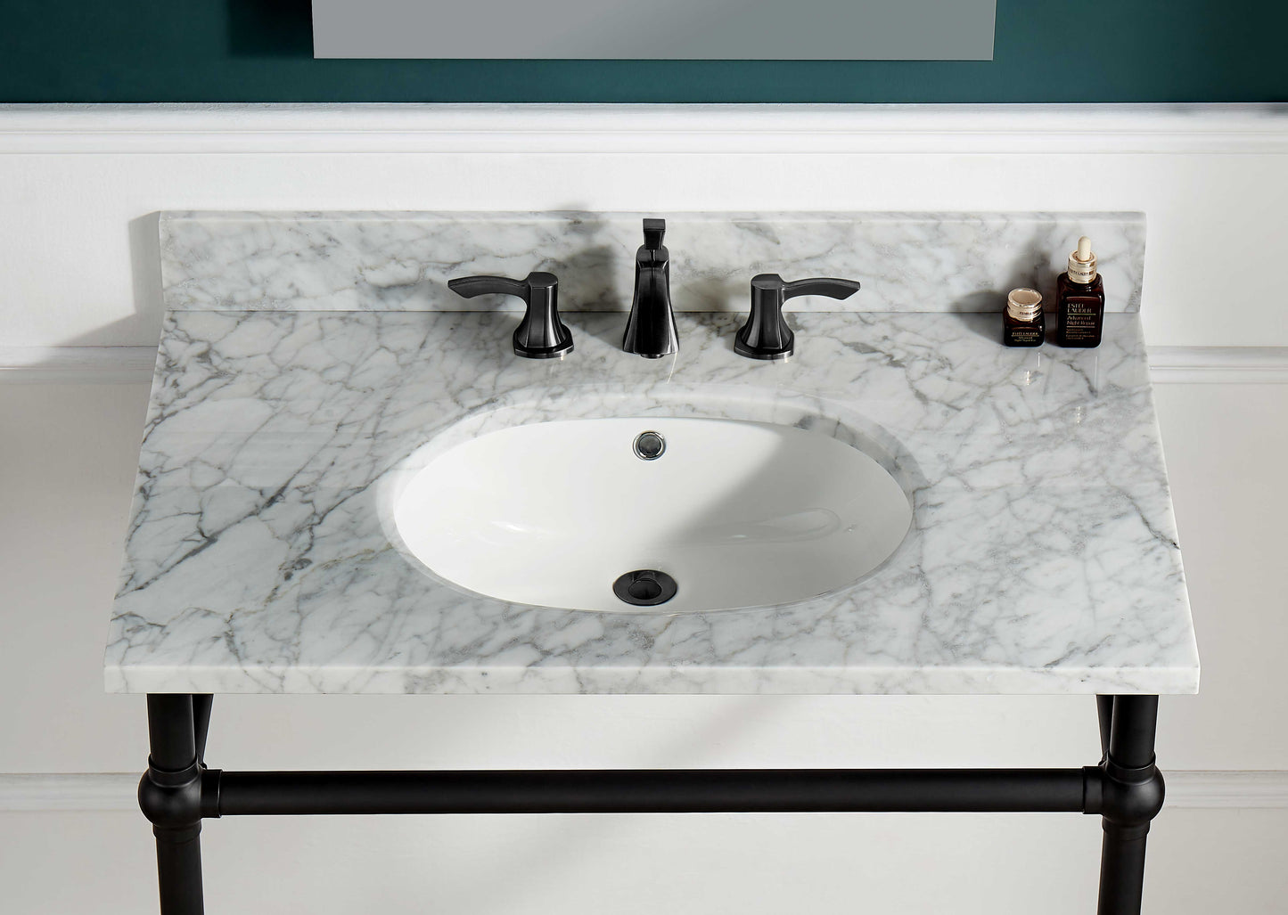 Verona 34.5 in. Console Sink with Carrara White Counter Top