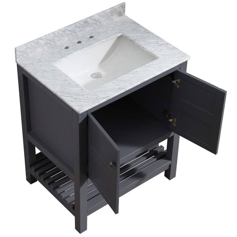 Montaigne 30 in. W x 22 in. D Bathroom Bath Vanity Set with Carrara Marble Top with White Sink
