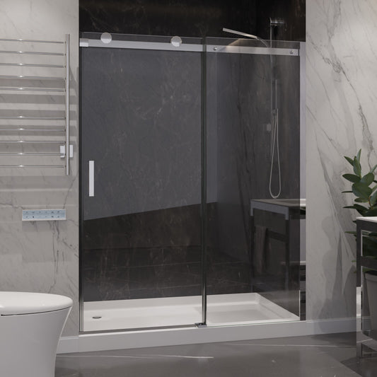 SD-FRLS05702CH - Rhodes Series 60 in. x 76 in. H Sliding Frameless Shower Door in Chrome with Tsunami Guard Tempered Clear Glass