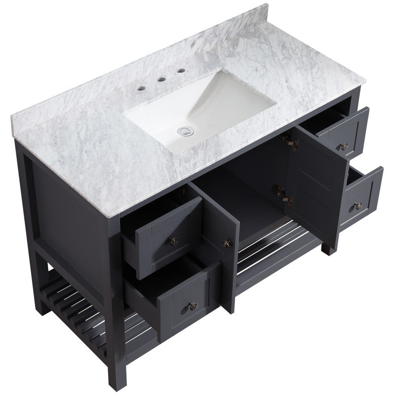 Montaigne 48 in. W x 22 in. D Bathroom Bath Vanity Set with Carrara Marble Top with White Sink