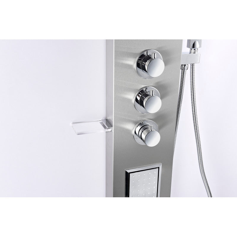 Field 58 in. Full Body Shower Panel with Heavy Rain Shower and Spray Wand in Brushed Steel