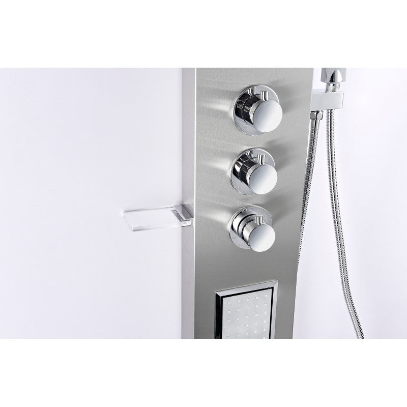 Mesmer 58 in. Full Body Shower Panel with Heavy Rain Shower and Spray Wand in Brushed Steel