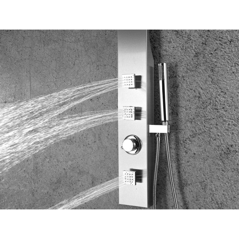 Sans 40 in. Full Body Shower Panel with Heavy Rain Shower and Spray Wand in Brushed Steel