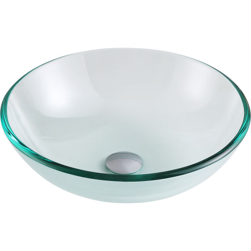 LSAZ087-095B - Etude Series Deco-Glass Vessel Sink in Lustrous Clear Finish with Harmony Faucet in Brushed Nickel