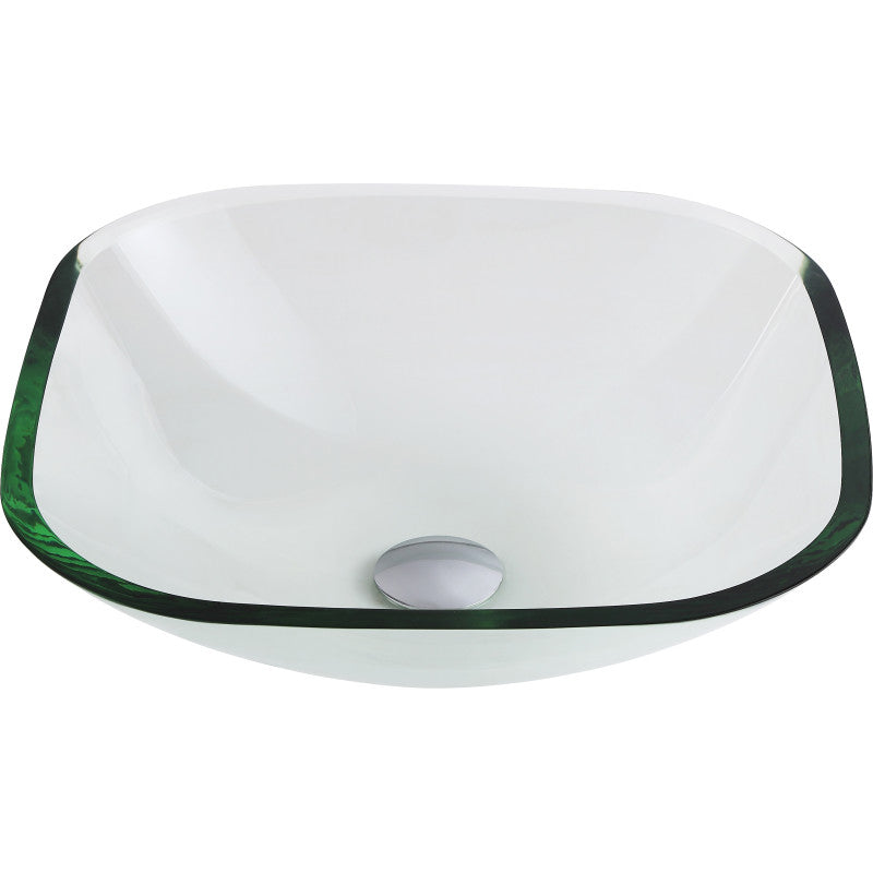 LSAZ074-096B - Cadenza Series Deco-Glass Vessel Sink in Lustrous Clear with Enti Faucet in Brushed Nickel