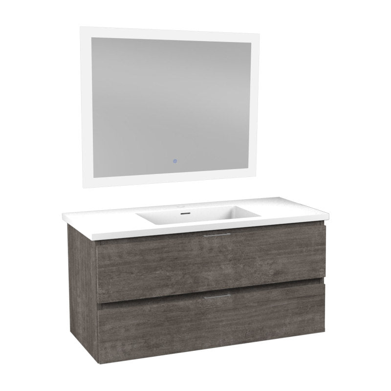 VT-MRCT39-GY - 39 in W x 20 in H x 18 in D Bath Vanity in Rich Grey with Cultured Marble Vanity Top in White with White Basin & Mirror