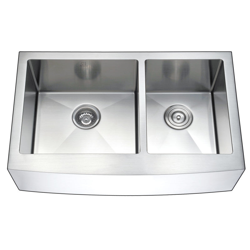 Elysian Farmhouse 36 in. Double Bowl Kitchen Sink with Sails Faucet