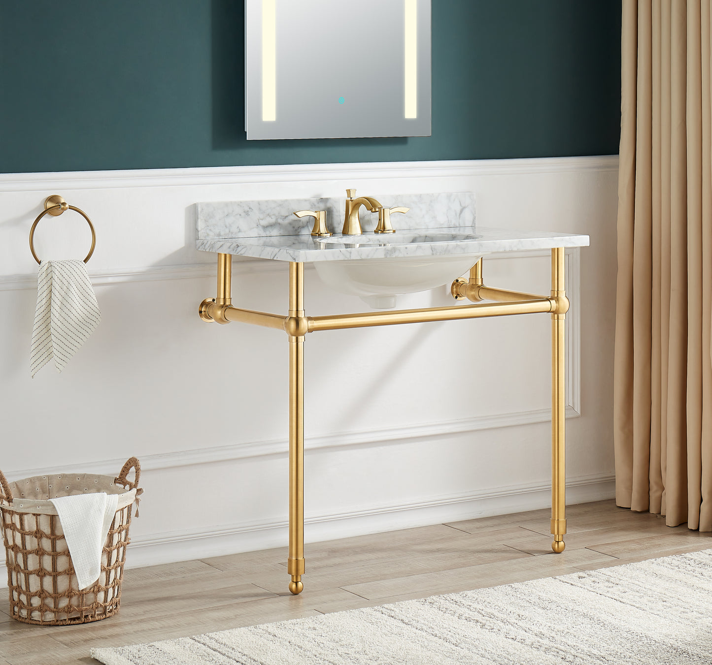 Verona 34.5 in. Console Sink with Carrara White Counter Top