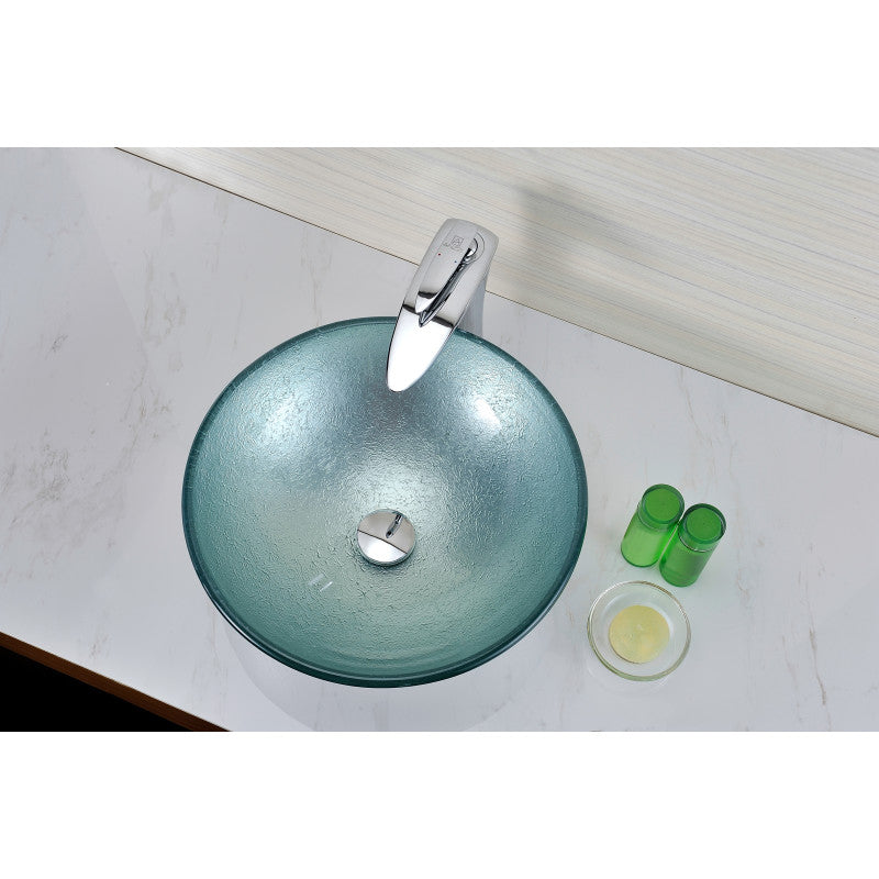 Komupau Series Deco-Glass Vessel Sink in Churning Silver