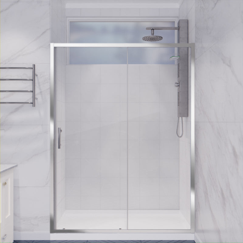 SD-AZ052-01CH - Halberd Series 48 in. x 72 in. H Sliding Framed Shower Door in Polished Chrome with Tsunami Guard Tempered Glass