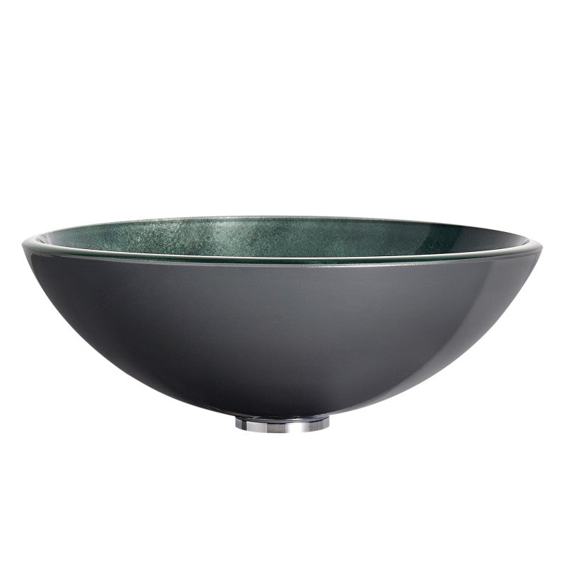 Belissima Round Glass Vessel Bathroom Sink with Stellar Grey Finish