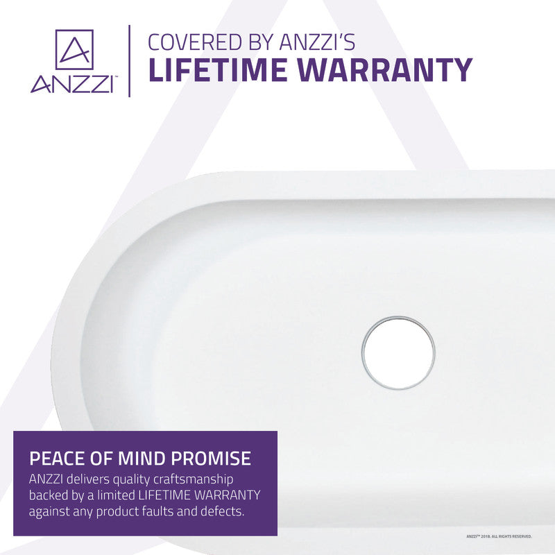 Vaine Series 23 in. L x 13 in. W Man Made Oval Solid Surface Freestanding Bathroom Vessel Sink in Matte White Stone