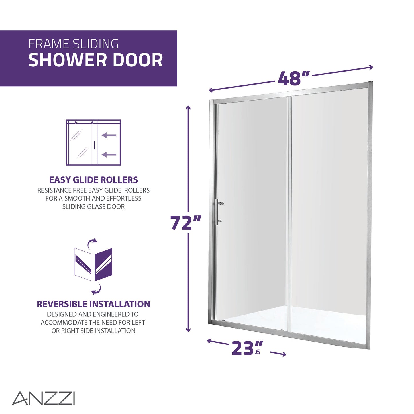 Halberd 48 in. x 72 in. Framed Shower Door with TSUNAMI GUARD