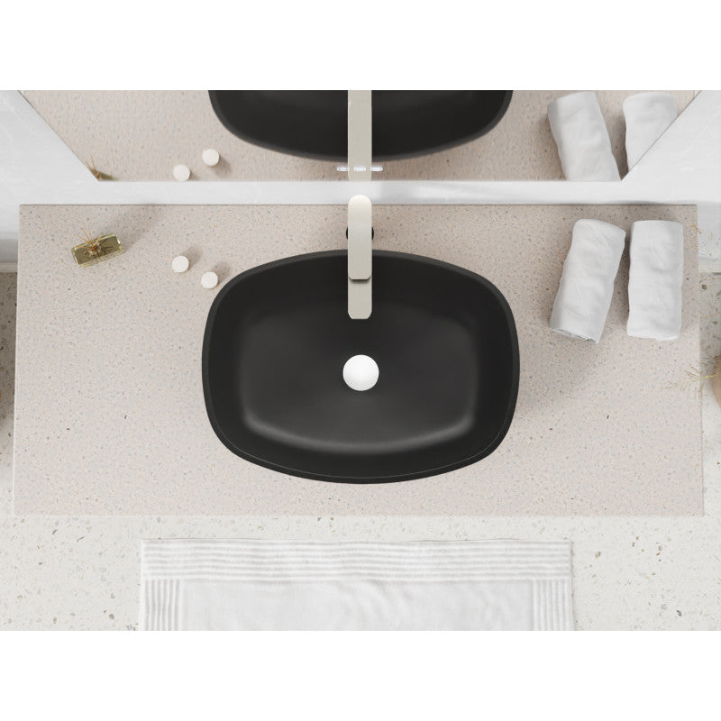 Ariadne Rectangle Glass Vessel Bathroom Sink with Matte Black Finish