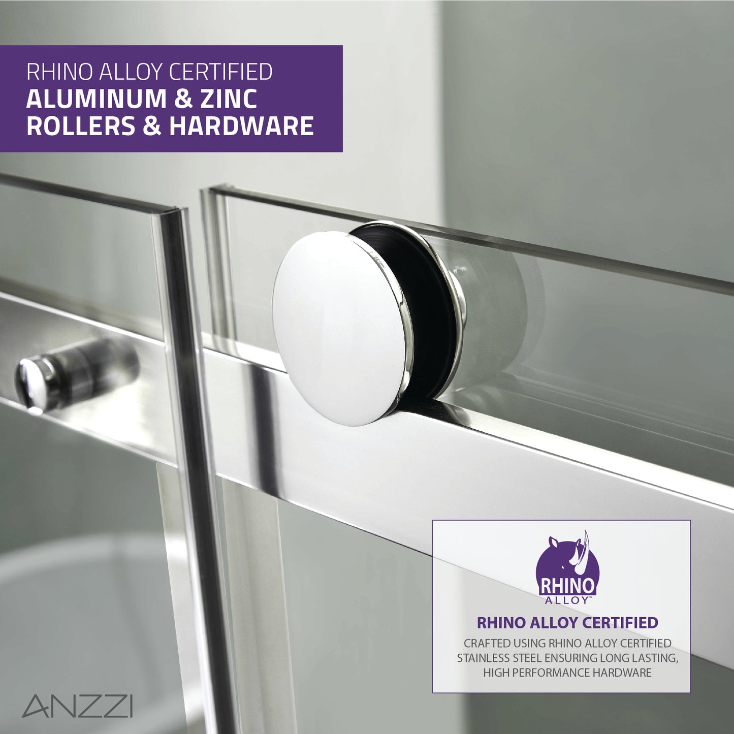 Rhodes Series 48 in. x 76 in. Frameless Sliding Shower Door with Handle