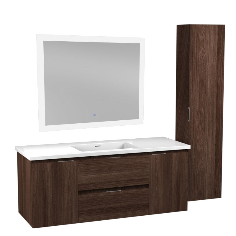 VT-MRSCCT48-DB - 48 in. W x 18 in. D x 20 in. H White 1-Basin Bath Vanity Set in Dark Brown with White Vanity Top and Matching Mirror