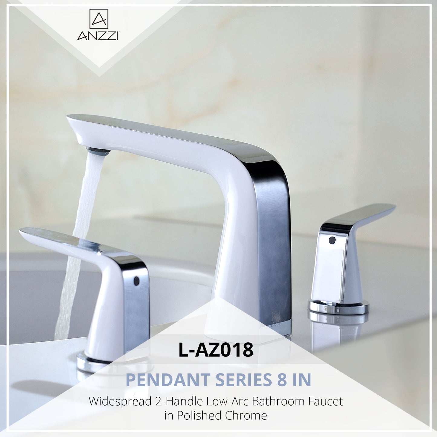 Pendant Series 8 in. Widespread 2-Handle Low-Arc Bathroom Faucet in Polished Chrome