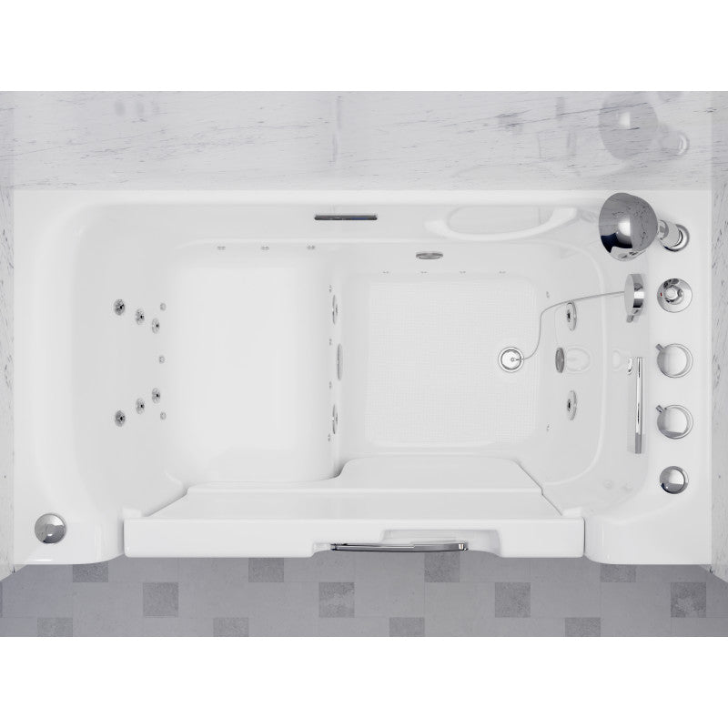 Right Drain FULLY LOADED Wheelchair Access Walk-in Tub with Air and Whirlpool Jets Hot Tub | Quick Fill Waterfall Tub Filler with 6 Setting Handheld Shower Sprayer | Including Aromatherapy, LED Lights, V-Shaped Back Jets, and Auto Drain | 2953WCRWD
